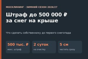 Штраф до 500 000 ₽ за снег на крыше