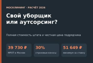 Свой уборщик или аутсорсинг: расчёт 2026
